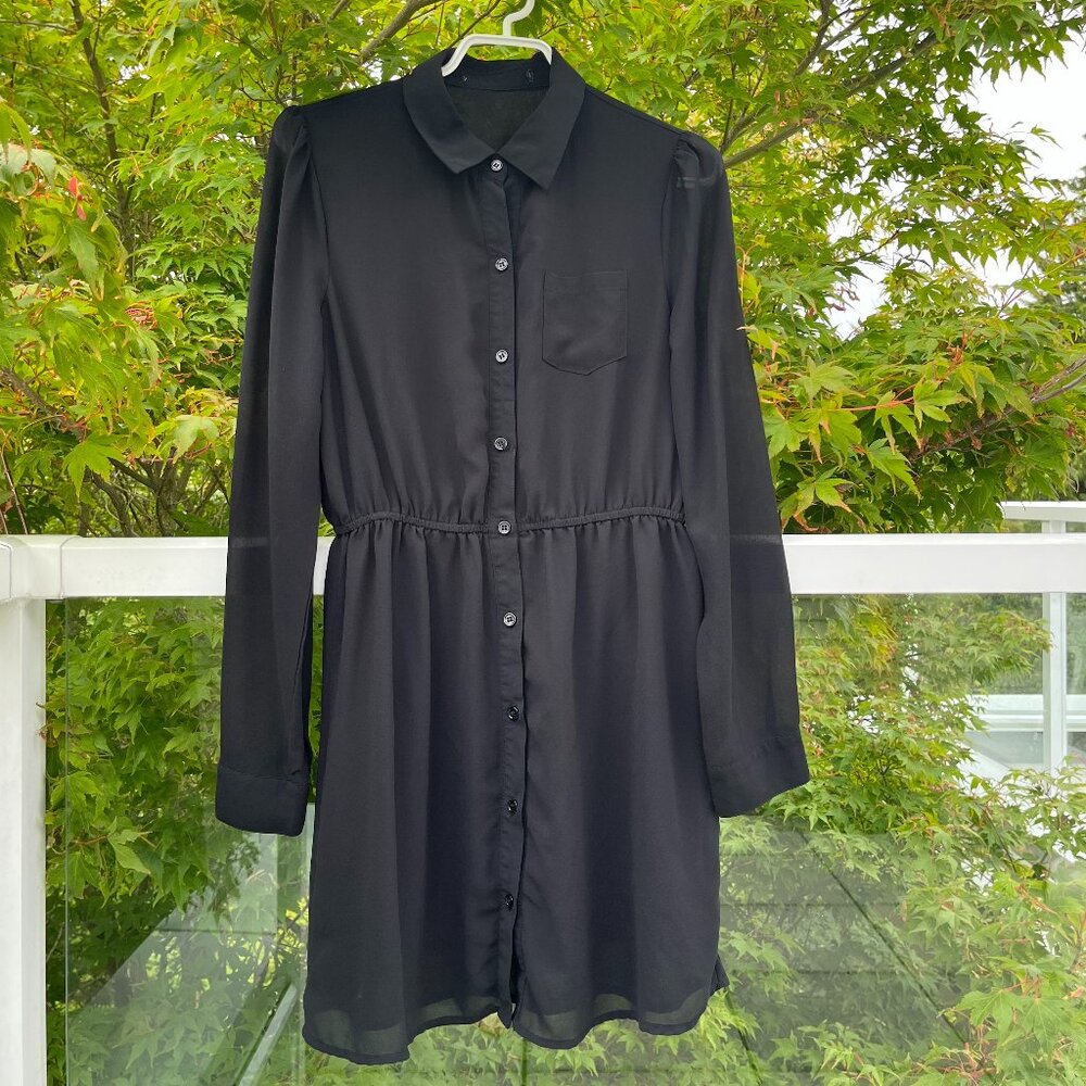 vintage black dress with sheer arms